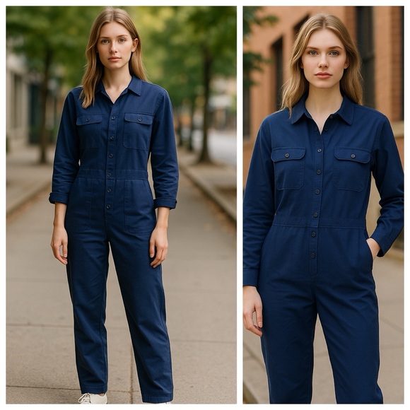 NWT OUTERKNOWN Navy Linen S.E.A Long Sleeve Jumpsuit, size X-Small - Picture 12 of 12